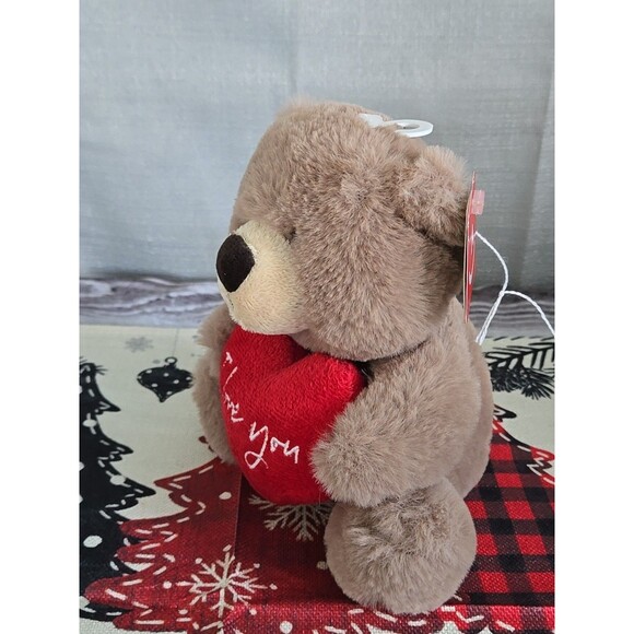 NWT Aurora - Small Taupe Valentine - 6.5" Jolie Bear Heartwarming Stuffed Animal - Picture 4 of 7
